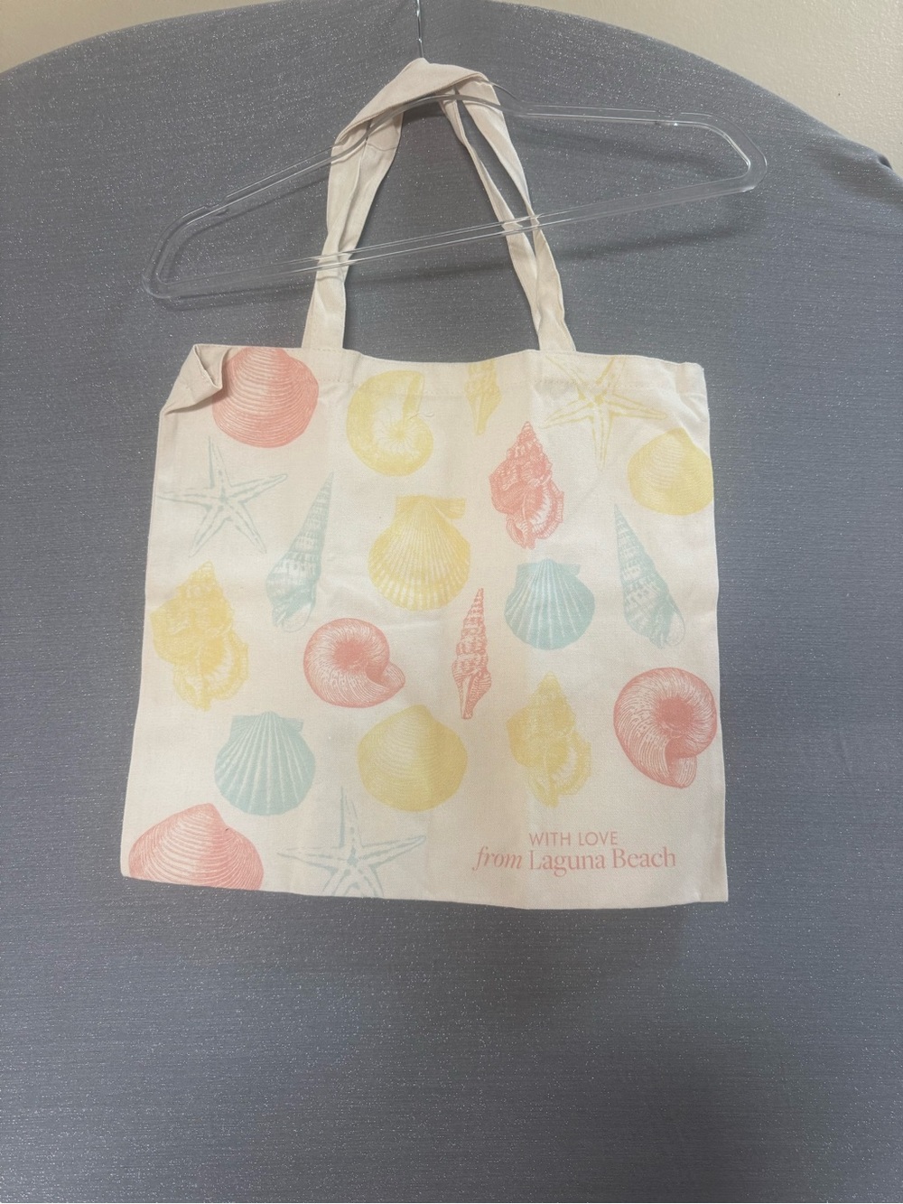 gorjana Cream Canvas Tote with Pastel Shell Print - Picture 2 of 3